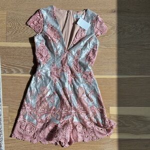 New Dress the Population blush and silver romper